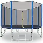 Trampolino da Giardino Φ244cm/305cm/366cm Trampolino Bambini Tappeto Elastico con Rete di Sicurezza Scaletta Copertura Bordi e Accessori