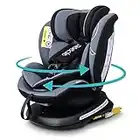 Reecle 360° Drehbar Kindersitz mit ISOFIX Gruppe 0+/1/2/3 Autositz 0-36 kg, Reboarder rückwärtsgerichtet, Schwarz, 0-18 kg