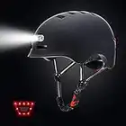 Premewish Fahrradhelm Sporthelm Mountainbike Helm mit LED-Licht Leichter Fahrradhelm für Männer und Frauen zum Radfahren,Roller und Skatebord (Schwarz, M)