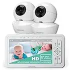 Babysense UPGRADED 720p 5" HD Split-Screen Baby Monitor, Video Baby Monitor with Two HD Cameras and Audio, Adjustable Night Light, White Noise and Lullabies, Long Range, 4xZoom, 4000mAh Battery