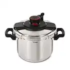 T-fal P45007 Clipso 6-litre Stainless Steel Pressure Cooker, Silver