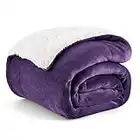 Bedsure Manta Cama 90 Invierno - Manta Sofa Grande Polar Reversible de Franela y Sherpa, Manta Sofa Gruesa 150x200 cm de Microfibra Suave y Borreguito, Violeta