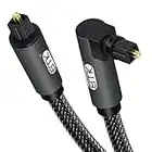 EMK 90 Degree Toslink Optical Cable 360 Degree Free-Rotating Plug Fiber Optic Cable S/PDIF Toslink Male to Male Cable for Home Theater, Sound Bar, TV, PS4, Xbox,Grey (5ft/1.5m)