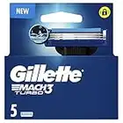 Gillette Mach3 Turbo Cuchillas de Afeitar Hombre, Paquete de 5 Cuchillas de Recambio (el embalaje puede variar)