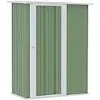 Outsunny 5ft x 3ft Garden Metal Storage Shed, Outdoor Tool Shed with Sloped Roof, Lockable Door for Tools, Equipment, Bikes, Light Green