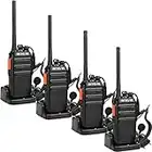 Retevis RT24 Talkie Walkie Rechargeable, PMR446 sans Licence 16 Canaux, Talkie Walkie Professionnel avec Oreillette et Chargeur Européen, pour Camping, Supermarché, Soins de Santé(Noir,4 pcs)