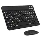 Ultra-Slim Bluetooth Keyboard and Mouse Combo Rechargeable Portable Wireless Keyboard Mouse Set for Apple iPad iPhone iOS 13 and Above Samsung Tablet Phone Smartphone Android Windows (Black)