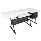 Sew Ready Eclipse Hobby Sewing Center Craft Table Sturdy Computer Desk with Drawers in Black/White, 13362