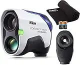 Nikon COOLSHOT PROII STABILIZED Golf Laser Rangefinder Bundle | Includes Carrying Case, Microfiber Towel, Two (2) CR2 Batteries | Hyper Read, Dual Locked, Slope | Golf GPS Range Finder