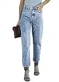 Sidefeel Womens High Waist Mom Jeans Washed Stretch Loose Fit Denim Pants US14 Sky Blue