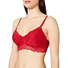 Iris & Lilly Women's Lace Bralette, Red, 8