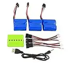 3PCS 3.7V 600mAh Battery with 3 in 1 Charger with 3pcs Charger Transfer Line for UDI R/C UDI001 UDI008 RC Boat Li-Polymer Battery