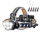 KIDECCE Headlamp,Super Bright 18000 Lumen 6 LED Work Headlight with Red Warning Light 8 Modes Rechargeable Waterproof Flashlight,Headlights for Cycling Hunting Fishing Climbing Running Outdoor