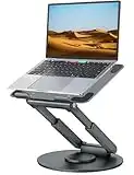 Tounee Support Ordinateur Portable, Support Laptop Réglable avec Base Rotative à 360°, Support Ergonomique pour Ordinateur Portable, s'adapte à Tous Les Ordinateurs Portables de 10 à 17", Gris