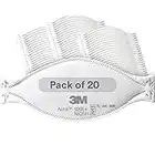 3M Aura Particulate Respirator 9205+, N95, Pack of 20 Disposable Respirators, Individually Wrapped, 3 Panel Flat Fold Design Allows for Facial Movements, Comfortable, NIOSH Approved