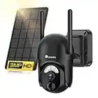 Ctronics 2K 3MP Cámara de Vigilancia WiFi Exterior Solar con Batería 2304X1296P Cámara Seguridad Exterior Sin Cable 360° PTZ Detección Persona PIR Visión Nocturna Color Audio Bidireccional IP66