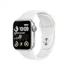 Apple Watch SE (2ᵉ génération) (GPS, 40mm) Montre connectée - Boîtier en Aluminium Argent, Bracelet Sport Blanc - Regular. Suivi de la Forme Physique et du Sommeil, détection des Accidents