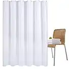 Wimaha Water-Repellent Fabric Shower Curtain Liner Mildew-Resistant Machine Washable White Bathroom Shower Curtains Anti-Bacterial Polyester Shower Liner for Shower Stall, Bathtubs, 72x72