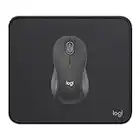 Logitech Signature M650 L Souris sans Fil Grande Taille, Mains Larges, Clics Silencieux, Boutons Programmables, Bluetooth, Gris + Logitech Mouse Pad - Tapis de Souris d'Ordinateur, Anti-Dérapant Noir