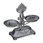 Relaxdays Ornament, Antique Look, Vintage Double Scale, 3 Weights, Kitchen Countertop, Cast Iron, Grey/Black, 24 x 27 x 10.5 cm