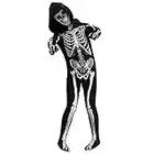 Cupohus Halloween Costume, Skeleton Costume Bodysuit Jumpsuit - Scary Black and White Halloween Jumpsuit Costume, Unisex, Creepy (Kids-L)
