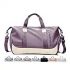 SOLOAD Bolsa de Gimnasio Bolsa de Deporte para Mujeres y Hombres Fin de Semana Bolsa de Viaje Tipo Morral Peso Ligero con Compartimento para Zapatos & Bolsillo para Objetos Húmedos (Violeta)