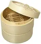 Vogue K302 Bamboo Steamer 6In Cooking Cooker Kitchen Utensil Vegetables Pancake, Beige