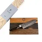 Couteau Santoku KAI Shun Premier Tim Mälzer 18 cm TDM-1702, couteau japonais + planche à découper en bois faite main 30x18 cm (chêne)