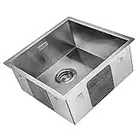 Kitchen Sink Mizzo Quadro 40-40 | Single Bowl Stainless Steel with Satin Finish | Straight Corners Zero Radius Basin | 45cm Cabinet | Undermount Flushmount or Topmount Installation