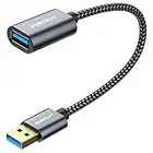 SUNGUY Cavo di prolunga USB 3.0, 0,3 m, cavo di prolunga da 5 Gbps, super veloce, corto da USB A a femmina, prolunga per lettore di schede, tastiera, stampante, scanner, fotocamera, ecc., grigio