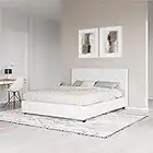 DHP Dakota Upholstered Platform Bed with Diamond Button Tufted Headboard and Footboard, No Box Spring Needed, Full, White Faux Leather
