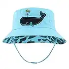 SEYUFN Bob Bébé Garçon Fille Chapeau de Soleil Enfants UPF 50+ Chapeau à Bord Large de Plage de Protection Solaire pour Tout-Petit Casquettes d'Extérieur d'Été (S (6-12 Mois), Baleine)