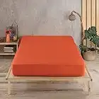 Vency Drap-housse en jersey de qualité supérieure - 180 x 200 cm - Orange - Drap-housse 100 % coton - Pour lit de 180 x 200 à 35 cm de hauteur du matelas - Orange