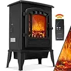 KESSER® Cheminée électrique avec radiateur soufflant 2 000 W Chauffage électrique LED Effet feu de cheminée Poêle Effet Flamme Radiateur Poêle Silencieux réglable, Le Noir