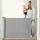 Momcozy Barrière de Sécurité Rétractable pour Bébés 180cm, Améliorer Barrière de Securité Escalier, Barrière Sécurité Enfant Relocalisable pour les Escaliers/Portes/Couloirs, Gris