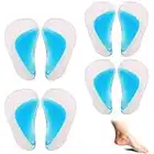 metagio 4 Pairs Gel Arch Support Insoles, Silicone Flat Feet & Plantar Fasciitis Orthotic Arch Insoles Shoe Arch Support Gel High Heel Inserts Cushion Pads for Women Men Kids(One Size Fits All)