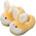 YELAN Women Cute Bunny Animals Slippers Interesting Comfortable Plush Slippers Soft Furry Winter Keep warm Man Home Shoes (4/5, Yellow shoes, numeric_4)