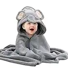 Betlife Baby Hooded Towel, Baby Blanket,Unique Animal Design Ultra Soft Absorbent and Non-Balling Cotton Baby Bath Towel, for Boy and Girl(Grey)