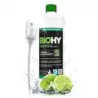 BiOHY Détergent pour lave vaisselle (Bouteille de 1l) + Distributeur | SANS PHOSPHATES concentré pour la gastronomie | brillance grâce à une formule exceptionnelle (Geschirrreiniger)