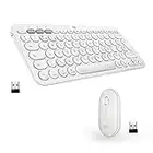 Logitech K380 for Mac + M350 Wireless Keyboard and Mouse Combo - Slim Portable Design, Quiet Clicks, Long Battery Life, Bluetooth, Multi Device with Easy-Switch - MacOS, iPadOS, iOS - White QWERTY UK