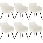 WOLTU 6X Sillas de Comedor Nordicas Estilo Vintage Juego de 6, Silla de Cocina Silla Tapizada con Reposabrazos Tapizadas en Terciopelo, Estructura de Metal, Crema BH93cm-6