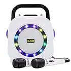 KBQ Kids Karaoke Machine with 2 Microphones, Bluetooth Portable Wireless Karaoke Speaker Home Karaoke System with Colorful Light for Children and Adults Party (Black)