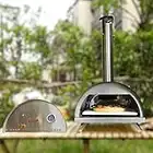 Vintage Gourmet® Table Top Portable Outdoor Pizza Oven Premium Stainless Steel Wood Charcoal Fired includes 12 Inch square Pizza Baking Stone Ready to Cook 15min Hopper Box Ideal for Hardwood Pellets