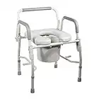 Drop Arm Bedside Commode by HEALTHLINE,Bedside Commode with Drop-Arm and Safety Frame, Wide Commode Toilet Chair for Elderly