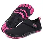 Racqua Mens Womens Water Shoes Quick Dry Barefoot Lightweight Shoes Beach Swim Sport Shoes Hiking Pool Surfing Diving Aqua Shoes Black/Rose EU 38=UK 5.5