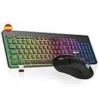 KLIM Tandem - Kit Teclado y Ratón Inalámbrico Gaming ESPAÑOL - Nuevo 2023 - Teclado y ratón Gaming Ligero, Duradero, Ergonómico - Batería de Larga duración - Retroiluminado para PC Mac PS4 Xbox One