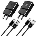 Adaptive Fast Type C Charger Compatible Samsung Galaxy S21+ S21 Ultra 5G S9 S8 Plus S10 S10e S20 FE Note 8 9 10 20 Plus, 2 Pack Charging Adapter + 2 Pack 6.6ft USB-C Cables