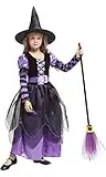 Narecte Halloween Costumes for Girls Halloween Costumes,Witch Costume for Girls Witch Costume,Kids Witch Costume Purple L