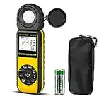 Light Meter, 0.1-300,000 Lux Light Luxmeter,Handheld Digital Illuminance Temperature Tester, Measuring MAX/MIN Lux Value, 270° Rotatable Light Measurement Tool for Outdoor Photography Plants LED Light