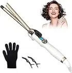 13MM Thin Curling Iron, AIMERVO 1/2 Inch Curling Tongs Tight Curls, LCD DispLay 11 Heat Setting 110-210°C for all Hair Types, 0.5" Tourmaline Ceramic Round Barrel 30Sec Heat-Up, Curler Long&Short Hair